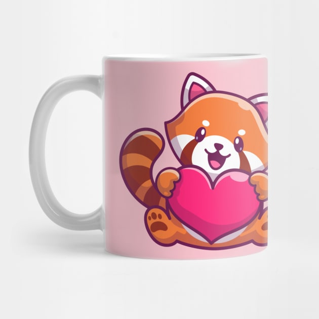 Cute Red Panda Holding Love Heart Cartoon by Catalyst Labs